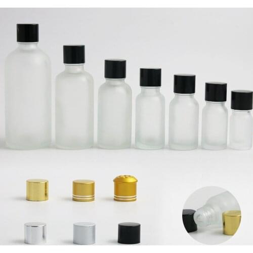 10 x 5ml 10ml 15ml 20ml 30ml 50ml 100ml Essential Oil Clear Frost Bottle with Anodized Aluminum Cap for Liquid Reagent Pipette