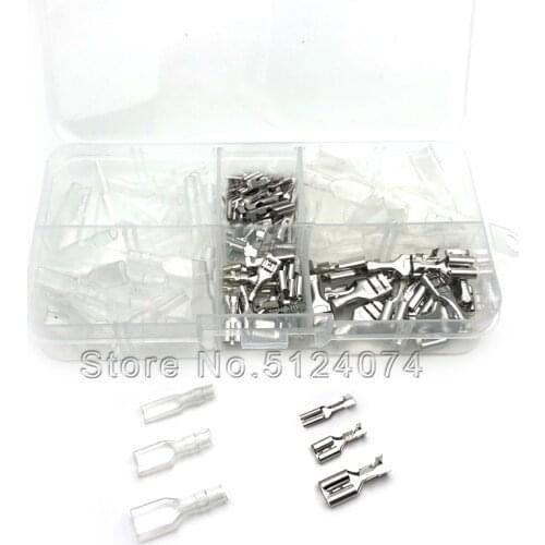 120pcs/lot 60sets/box 2.8/4.8/6.3 spring terminal+sheath plug-in cold-pressed terminal wire connector connecting mixed kit sets