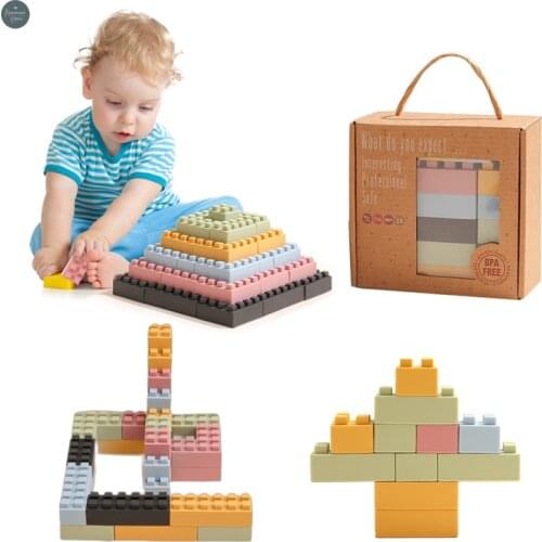 20 Pcs Silicone DIY Building Blocks City Part Houses Wall Educational Early Childhood Assembled Block Building Blocks Toys Gift