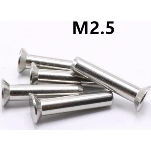 200PCS M2.5x4/5/6/8/9/10/12/14/16/18mm 304 Stainless Steel Flat Countersunk Head Solid Rivet GB869 for Label Name Plate