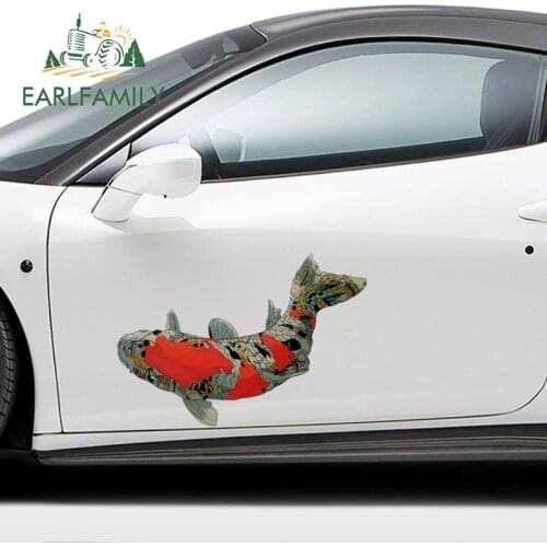 EARLFAMILY 43cm x 35.7cm for Koi Fish Carpe Diem Tattoo Skull Personality Car Stickers DIY 3D RV ATV Graphics Decoration Decal