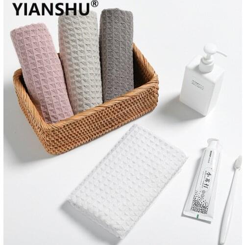 4 Pcs 100% Cotton Towels Sets 34x72cm Absorbent Bath Towels Solid Color Waffle Washcloth Household Kitchen Cleaning Towel
