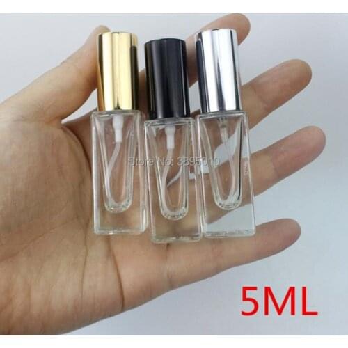 5ML Transparent Square Glass Bottle Cosmetics Spray Empty Bottle Fragrance Packaging Bottle Refillable F613