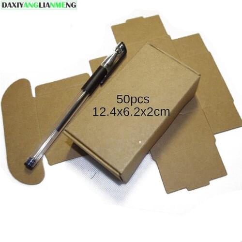 50pcs/lot 12.4x6.2x2cm Gift Packaging Kraft Paper Box Event Party Wedding Candy Chocolate Bakery Baking Cake DIY Soap Packing