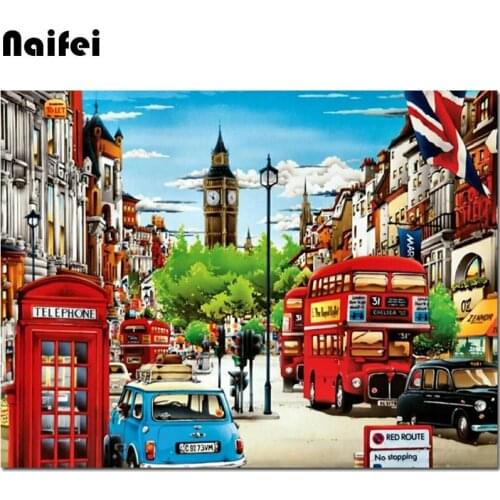 DIY Diamond Painting With Square/Round Stones scenery london street Full Diamond Embroidery Complete Kit Diamond Art