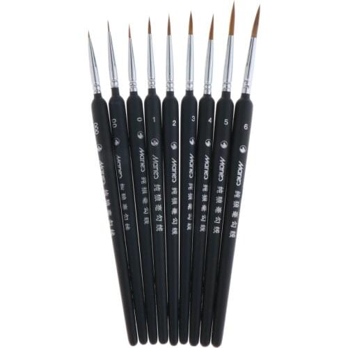 9 Pcs Extra Fine Detail Watercolour Painting Acrylic Miniature Paint Brushes New