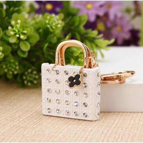 Bow embroidered key chain fashion creative car key ring charm womens bag decoration