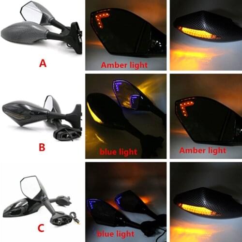 Motorcycle Rear View Side Mirror LED Turn Signal For Honda CBR 600 1000 954 RR Kawasaki Suzuki Yamaha Chopper Bobber