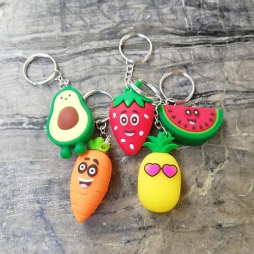 Girl Heart Simulation 3D Avocado Keychain Bag Coin Purse PVC Soft Toy Pendant