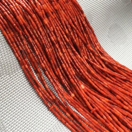 Natural Stone Coral Beads Cylindrical Shape Loose Beads for Jewelry Making DIY for Women Bracelet Necklace Accessories 2.5x4mm