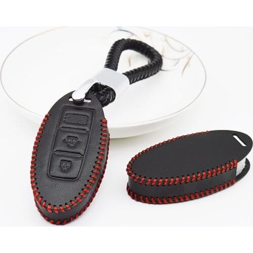 Genuine Leather Key Case Cover For Nissan Qashqai J11 J10 Juke Tiida Note Almera X-Trail T32 T31 2018 Key Bag Holder Accessories