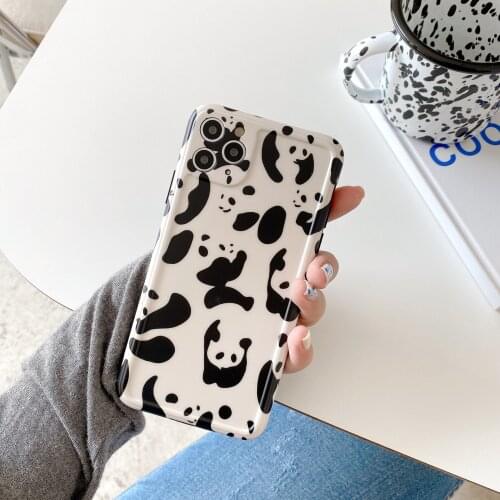 Retro Panda poster anime abstract art Phone Case For iPhone 12 11 Pro Max XS Max XR 7 8 Plus 12 Mini 7Plus case Cute soft Cover