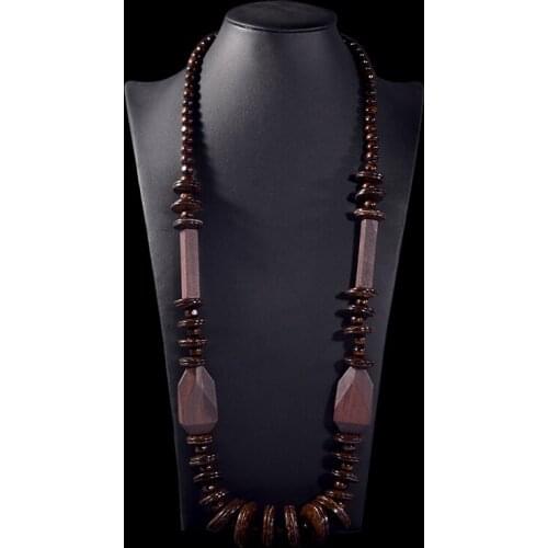 UDDEIN Handmade Wood Necklace & Pendant Vintage Statement Beads Chain Choker Long Wooden Jewelry Party Gifts Bohemian Collier