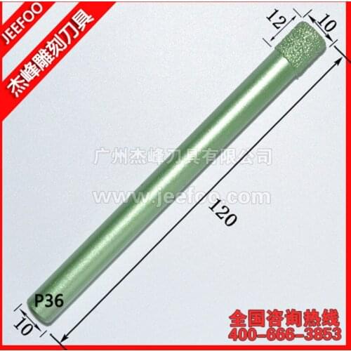 P36-10*12mm Long Flat Straight Mill Cutting ,Marber Stone Router Bit Drill End Mill Diamond Tools on Engraving