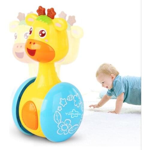 High quality baby plastic tumbler educational toy colored animal roly-poly toys