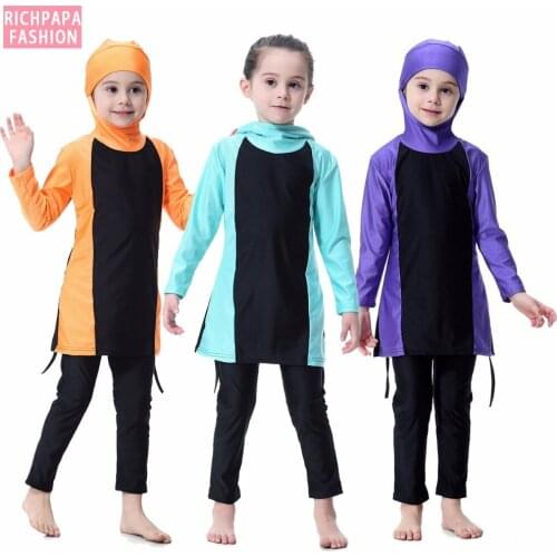 Islamic Muslim Swimwear 2018 Girl Hijab Maillot de bain Burkinis Modest Plus Size Brand Swimsuit Long Sleeve Bathing