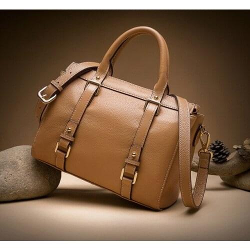 Classic Genuine Leather Handbag Women Top Grain Cow Leather Should bags Female Luxury handbags women bags designer