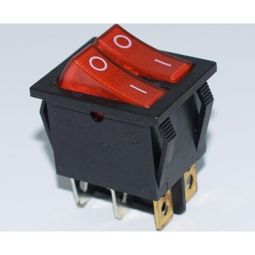 Red double ship type switch KCD8-212 n KCD2 6 feet with lamp 15 a / 250 v