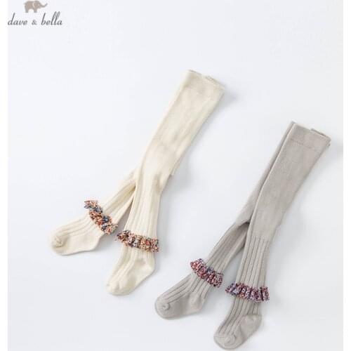 DB20132 dave bella autumn infant baby girls lolita floral leggings children fashion leggings