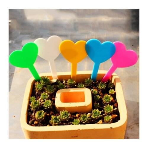 Plastic Many colors Heart-shaped kindergarten plants Labels flower pot thick tag marker for plants garden 5 pcs
