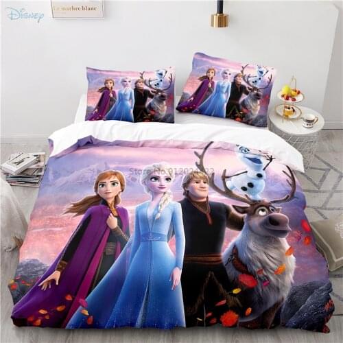 Cartoon 3d Disney Bedding Set Frozen Anna Elsa Printed Duvet Cover Pillowcase Twin Full Queen King Adult Kids Bedclothes Gifts