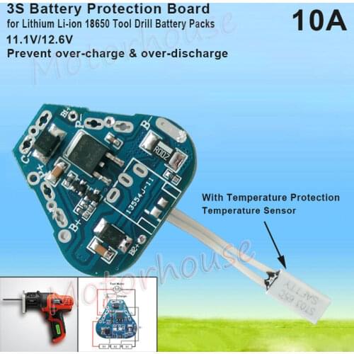 3S 10A 12.6V Drill Battery Li-ion Lithium Battery Packs BMS Protection PCB Board 18650 lithium battery protection module