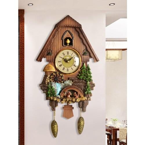 Living Room Decoration Cuckoo Wall Clock Pastoral Style Cartoon Children Bird Timekeeping Clock Wall Vintage Home Decore