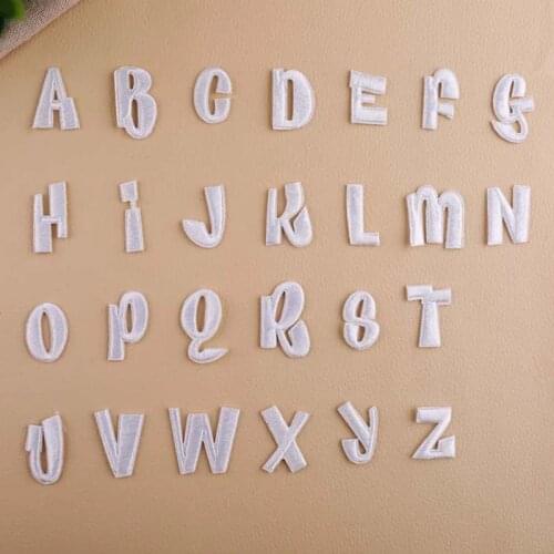New 1 PC White Colors English Letters Patches Embroidery Fashion Patch Iron on Fabric DIY Sticker Clothing Bag Accessories