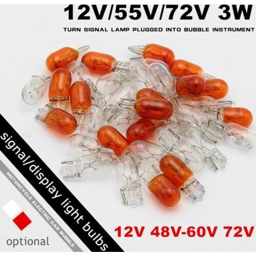 Wholesale display and signal light bulbs,12V/48V/60V/72V 3W lamp turn signal light T10 for electric bike,scooter and motorcycle