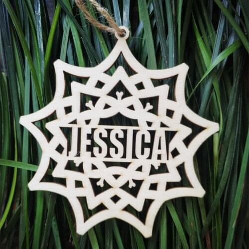 Personalized Christmas Ornaments Wooden Snowflake Wood Christmas Decoration Custom Name Christmas Snowflake Engraved Ornaments