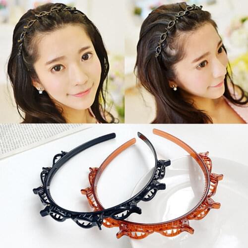 Fashion Women Girls PU Braided Hairbands 1cm Thin Twist Headbands Hair Accessories Handmade Leather Headwrap Hair Holders