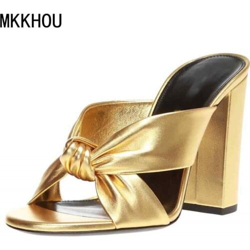 MKKHOU Fashion Sandals Women New Summer Shoes Sexy Fish Mouth Thick Heel Casual High-Heeled Slippers Women Large Size 34-43