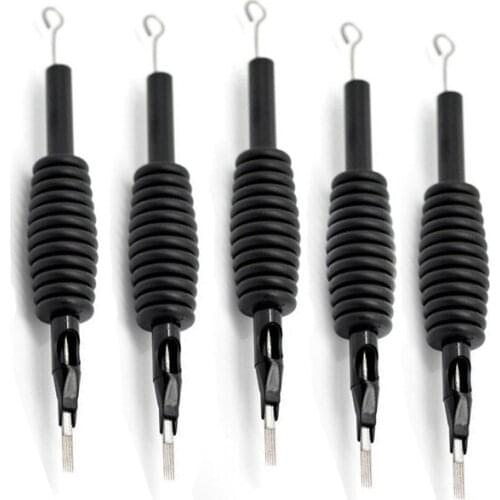 Tattoo 5pcs Disposable Black Silicon Grip Tattoo Needle & Tube Tips FRE-Drop
