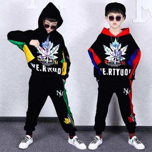 For 6 8 10 12 14 Yrs Boys Girls Spring Outfits Hip-hop Dance Clothes Tracksuit Hoodies Haren Pants Teen Kids Vetement Garcon