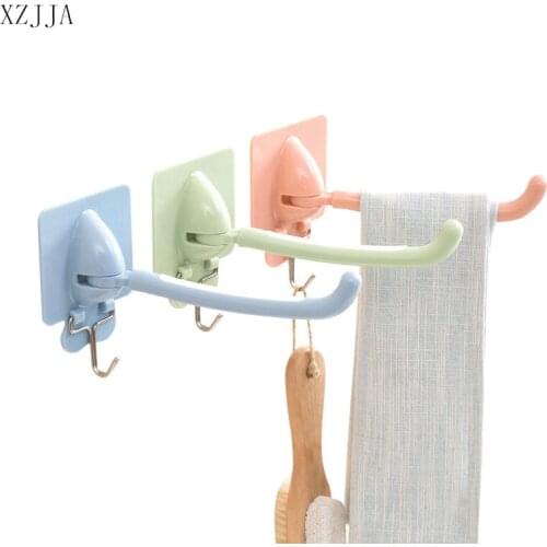 XZJJA Collapsible Bathroom Strong Self-adhesive Towel Holder Household Wall-mounted Towel Rag Storage Rack Bathroom Hardware