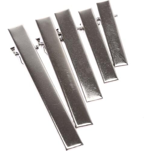 50PCS Hair Clips Silver Flat Metal Single Prong Alligator Crocodile Barrette Bows DIY Hairpins 5Sizes Gift free shipping