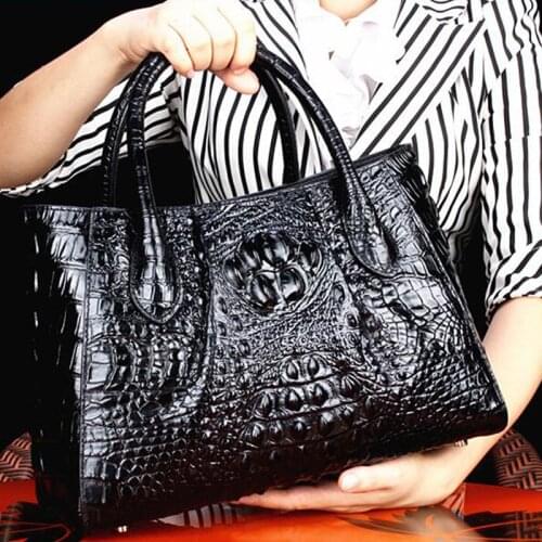Handbag womens leather Tote Bag Quality Cowhide Crocodile Pattern bags 2021 womens brand Luxury Designer Womens bag
