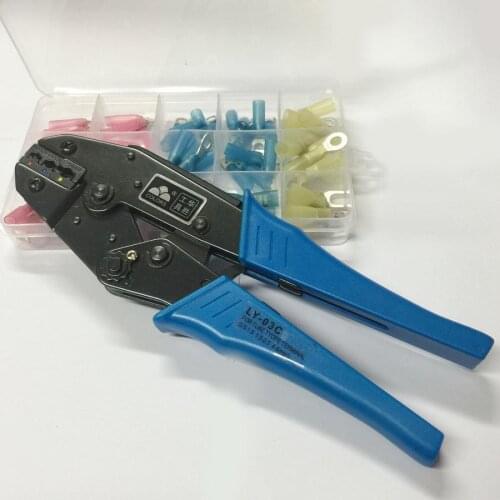 1 Box of Rings Spades Forks Terminal Heat Shrink Connector Qty 75 with One 0.5-6mm2 Crimping Plier Hands Tool