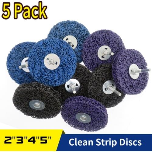 5 PCS 2/3/4/5 Inch Strip Discs Clean Poly Strip Wheel Disc Abrasive Angle Grinders Tool For Rust Paint Flaking Materials Removal