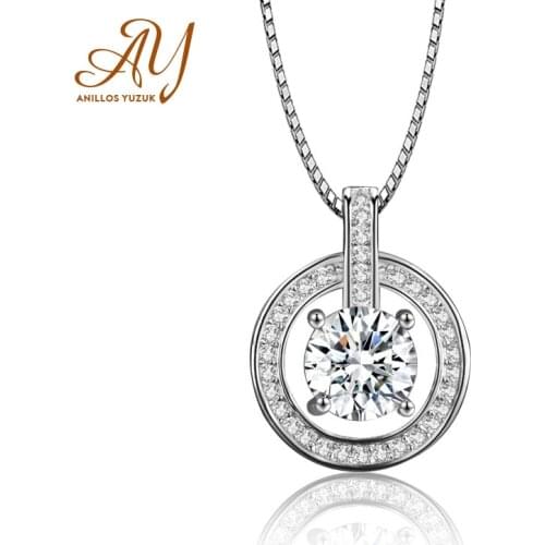 Anillos Yuzuk Authentic 925 Sterling Silver Clear CZ Radiant Dazzling Minimalist Pendant Necklace For Women Box Chain Necklace