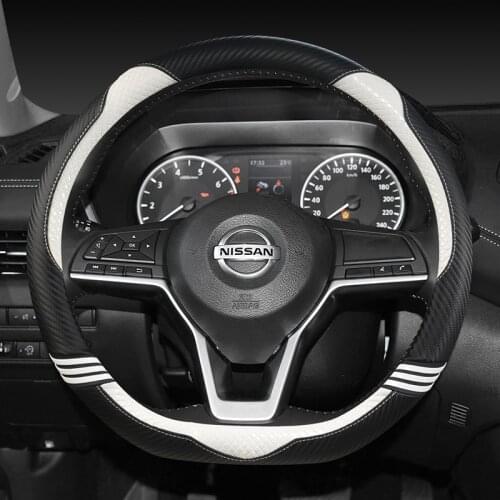 PULeather 38CM Steering Wheel Cover for Nissan Qashqai Juke Primera Versa Almera Terrano Kicks March Murano 350z Terrano NV200