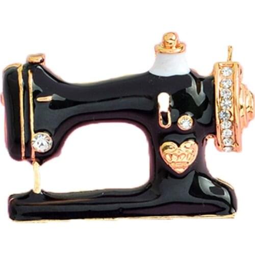 New Fashion Cute Sewing machine Brooches Trendy Black Metal Brooch Pins Charm Jewelry for Women Girls