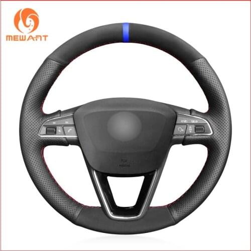 MEWANT Genuine Leather Suede Steering Wheel Covers for Seat Leon 5F Mk3 2013-2019 Ibiza 6J 2016-2019 Arona 2018 2019 Alhambra