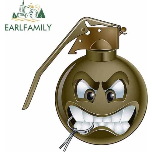 EARLFAMILY 13cm x 12.2cm for Silly Grinning Smiling Military Bomb Car Stickers and Decals 3D Funny Fashion Occlusion Scratch DIY