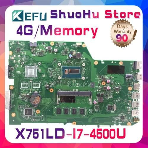 KEFU For ASUS X751LA X751L X751LD R752LD R752LA R752LN rev2.0 I7-4500U Laptop Motherboard Tested 100% work original Mainboard