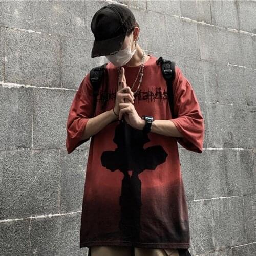 Fashion Hip Hop T-shirt Men Summer Cartoon Ninja Print Tops Tees Short Sleeve Casual Cotton Male Oversized Tshirt Streetwear