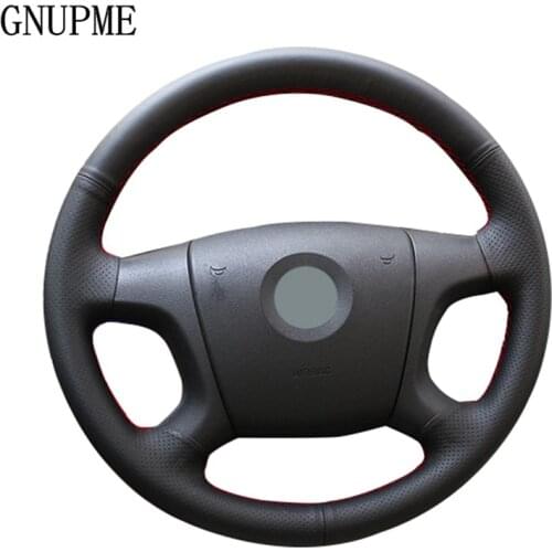 GNUPME Steering Cover Hand-stitched Soft Artificial Leather Black Car Steering Wheel Cover for Old Skoda Octavia Skoda Fabia