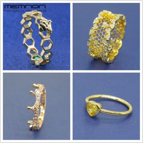 Memnon shine style Radiant Heart Limited Edition Honeybee Honeycomb Lace Rings for women 925 sterling silver jewelry ring RIP157