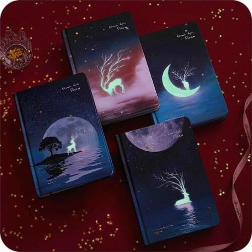 Midsummer Night Luminous Handbook Handbook A5 Hardcover Starry Sky Color Page Diary Notebook Notebook Office Accessories