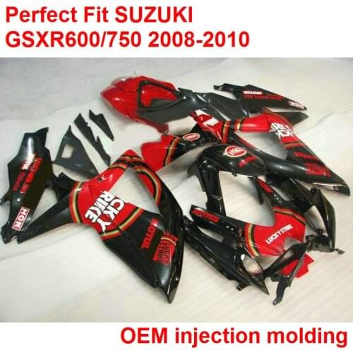 Bodywork kit for Suzuki injection mold plastic fairings GSXR600/750 red black 08 09 10 fairing kit GSXR750 2008 2009 2010 IY10